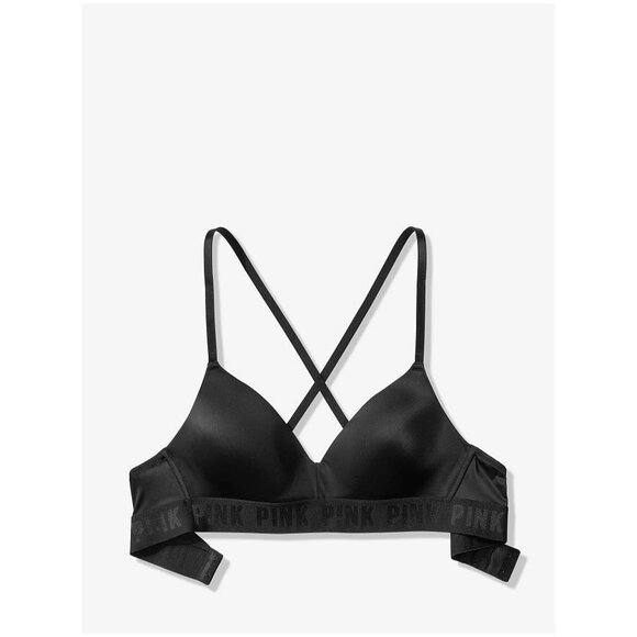 NEW Victoria's Secret PINK Wear Everywhere Wireless Push-Up Bra Black/Pink - Picture 3 of 7